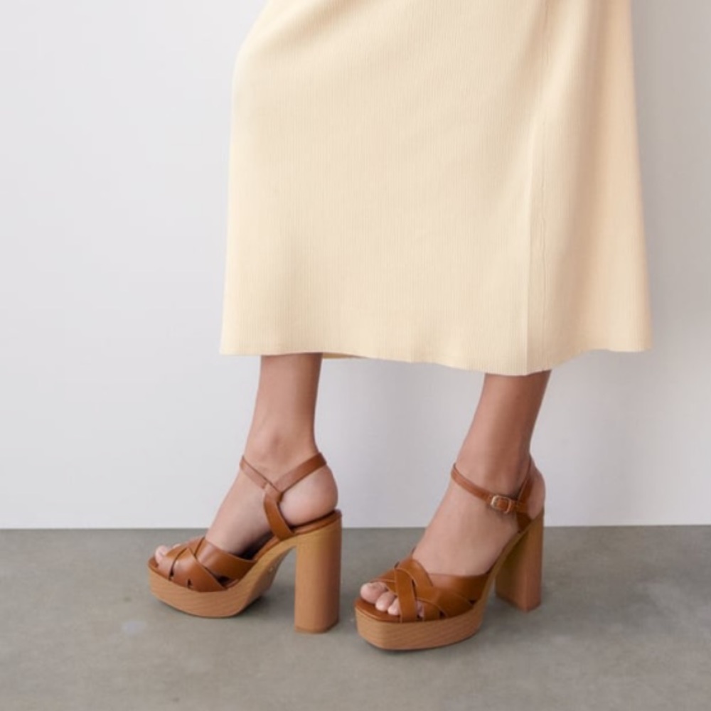 Zara chunky leather heels
